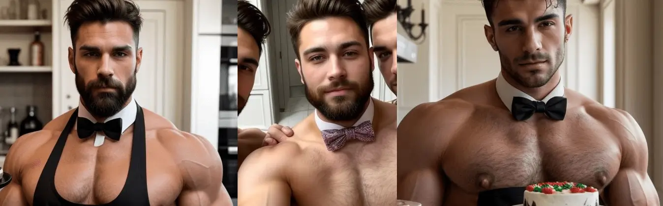 hunky buff butlers working as naked cleaners